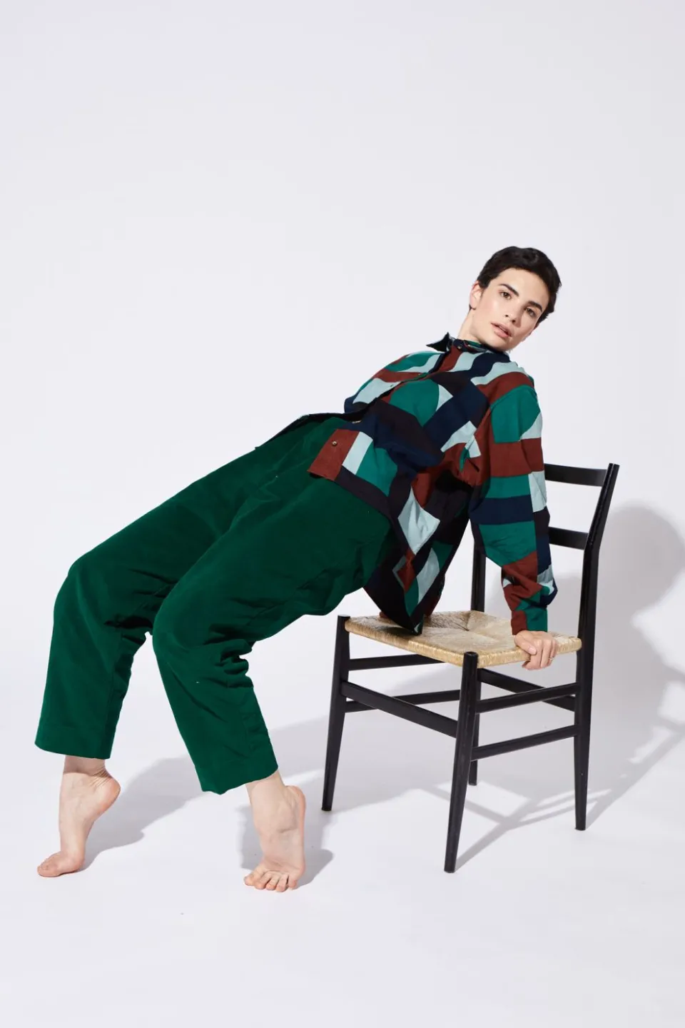 Clearance Mapoésie PANTALON OLIVIA VELOURS UNI VERT